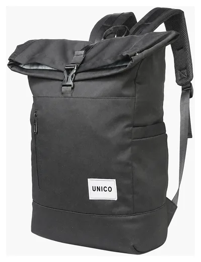 Roll-Top Backpack — Black / Ice Blue — Product view
