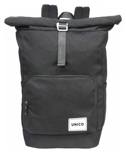 Front-Pocket Roll-Top Backpack — Black / Ice Blue — Product view