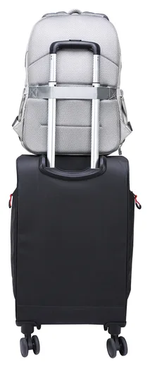 Travel Laptop Backpack — Vertical Webbing — Trolley sleeve in use