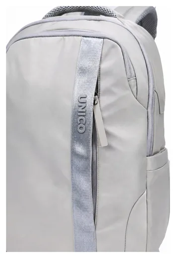 Travel Laptop Backpack — Vertical Webbing — Front logo and zip detail
