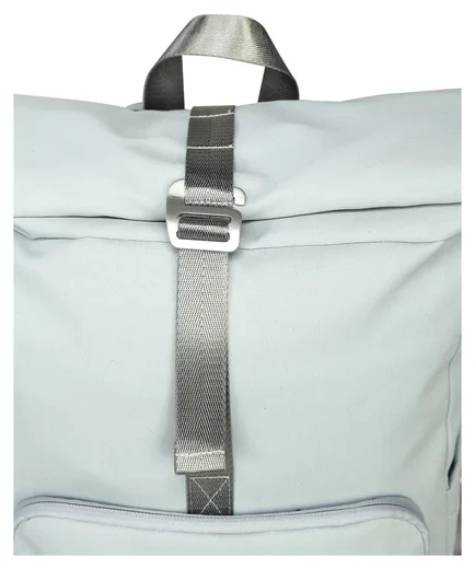 Front-Pocket Roll-Top Backpack — Black / Ice Blue — Product view