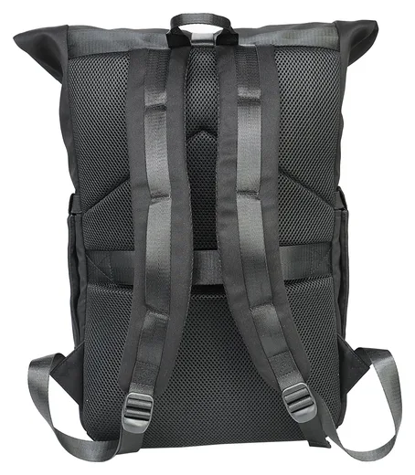 Roll-Top Backpack — Black / Ice Blue — Product view