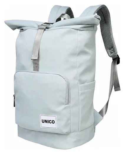 Front-Pocket Roll-Top Backpack — Black / Ice Blue — Product view