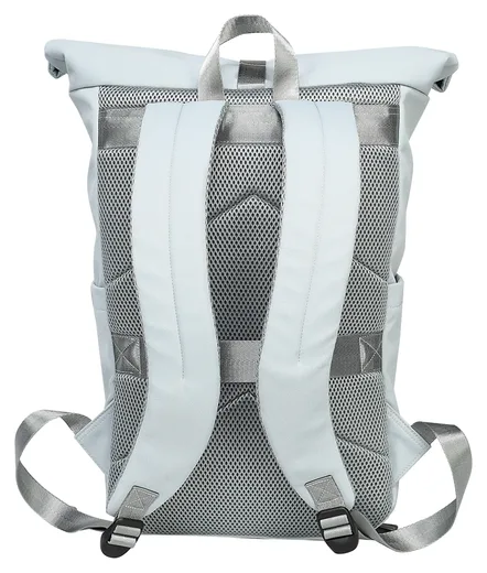 Front-Pocket Roll-Top Backpack — Black / Ice Blue — Product view