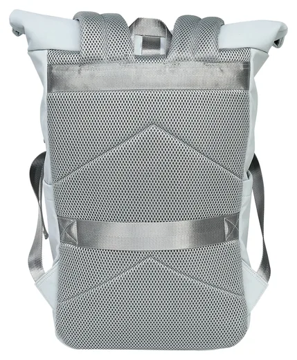 Front-Pocket Roll-Top Backpack — Black / Ice Blue — Product view