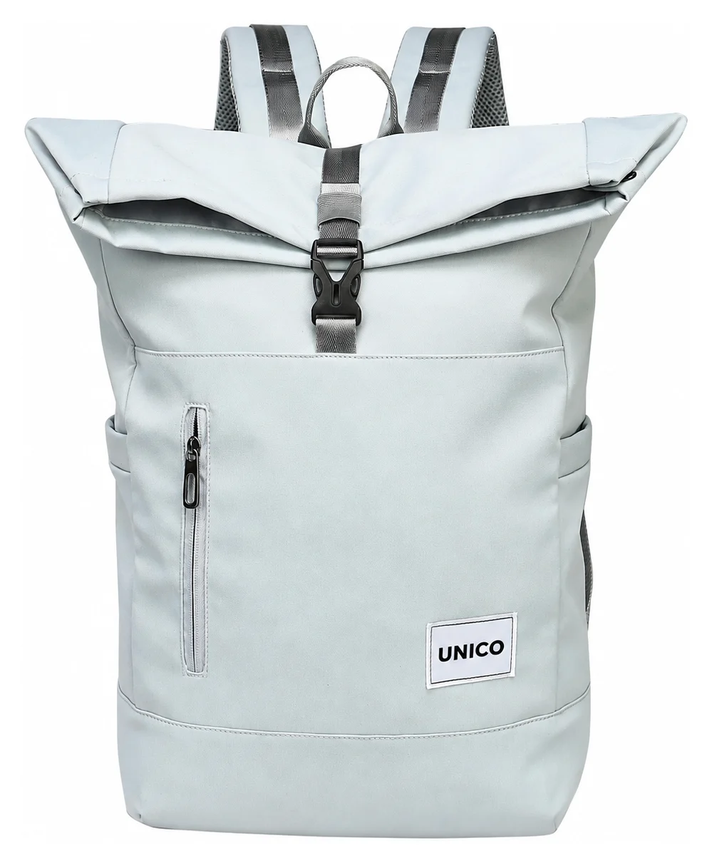 Roll-Top Backpack — Black / Ice Blue