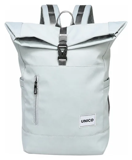 Roll-Top Backpack — Black / Ice Blue
