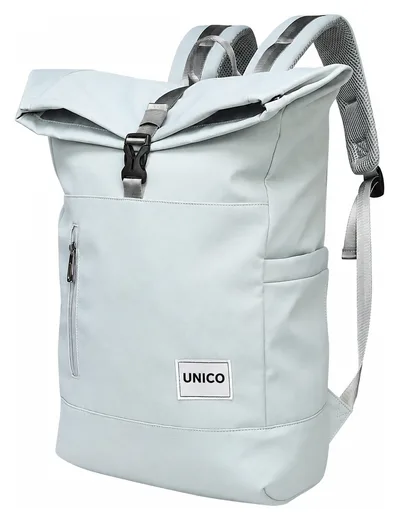 Roll-Top Backpack — Black / Ice Blue — Product view